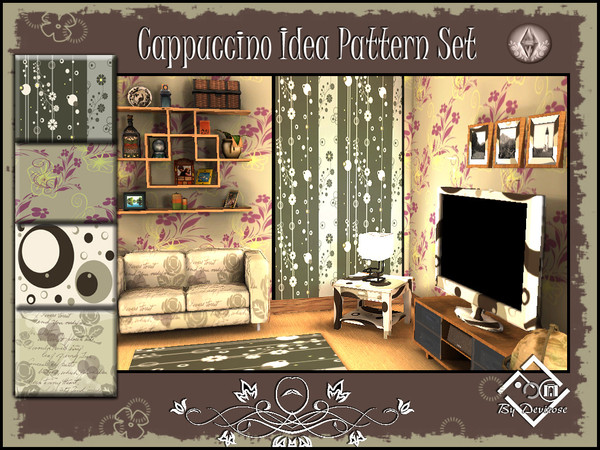 Sims 3 — Cappuccino Idea Patterns Set by Devirose — Beautiful set of patterns of romantic and modern theme, found in the