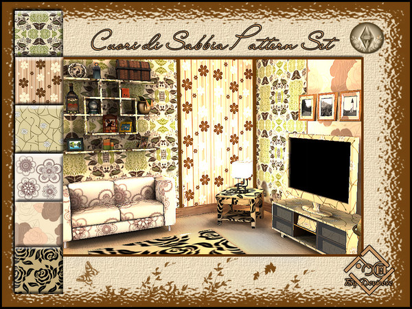 Sims 3 — Cuori di Sabbia Patterns Set by Devirose — Beautiful set of lovely patterns, found in the category 'Fabrics',