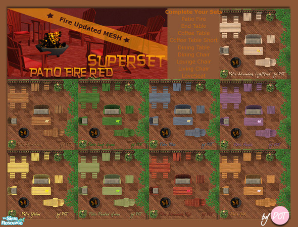 Sims 2 — Patio Adirondack SuperSet by DOT — Patio Adirondack SuperSet **Patio Fire Mesh Updated File Name** Rounding out
