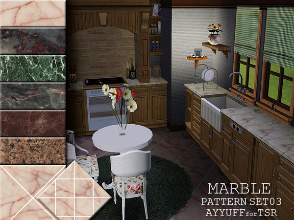Sims 3 — Marble Pattern Set 03 by ayyuff — 8 marble patterns.