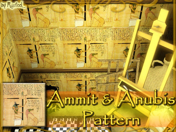 Sims 3 — Ammit & Anubis Pattern by murfeel — The Weighing of the Heart ceremony in Duat, the Egyptian afterlife. A
