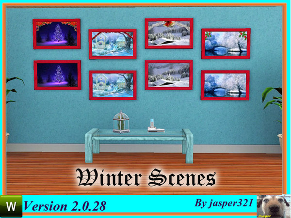 Sims 3 — Winter Scenes by jasper321 — A set of paintings of winter scenes, set 1 has festive decoration and set 2 does