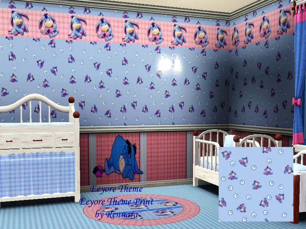 Sims 3 — Eeyore theme print by Rennara — Thanks so much to Gabi0pal who sent me these three funtastic items for Eeyore's