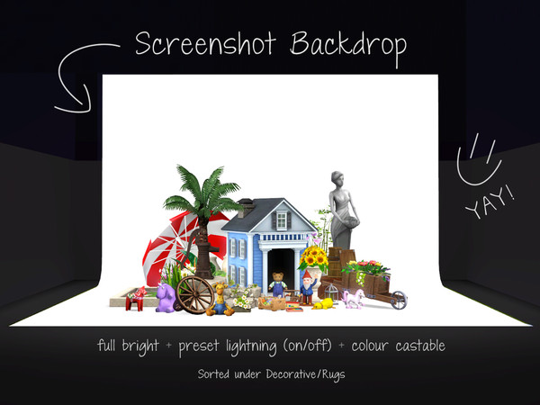 Sims 3 — Screenshot Backdrop by Murano — Color castable backdrop to take screenshots in front of a full bright color. It