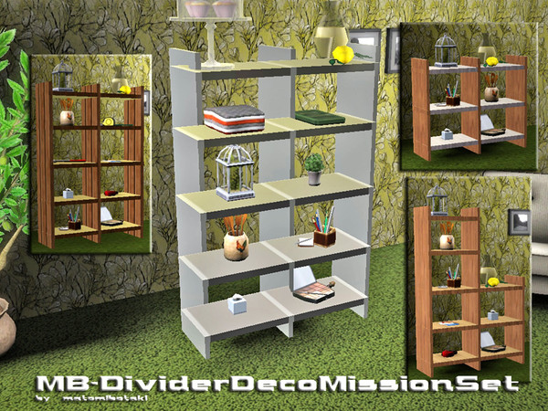 Sims 3 — MB-DividerDecoMissionSet by matomibotaki — A set with 4 divider, one of them is in glass, all are recolorable