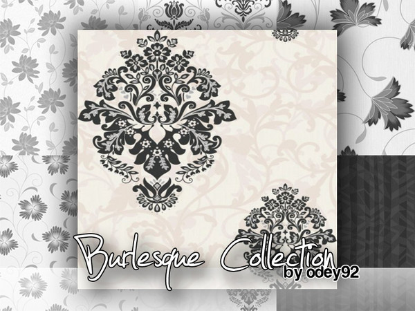 Sims 3 — Arabesque by Odey92 — A mid scaled floral damask motif overlaid on a textured background with a pretty raised