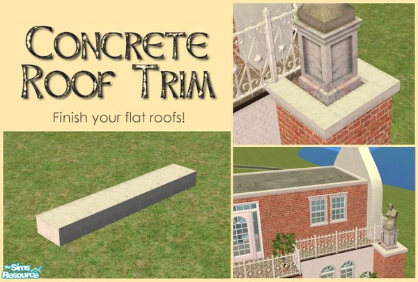 Sims 2 — Flat Roof Trim - White Stone by Cyclonesue — Finish your flat roofs properly with this custom fence designed to