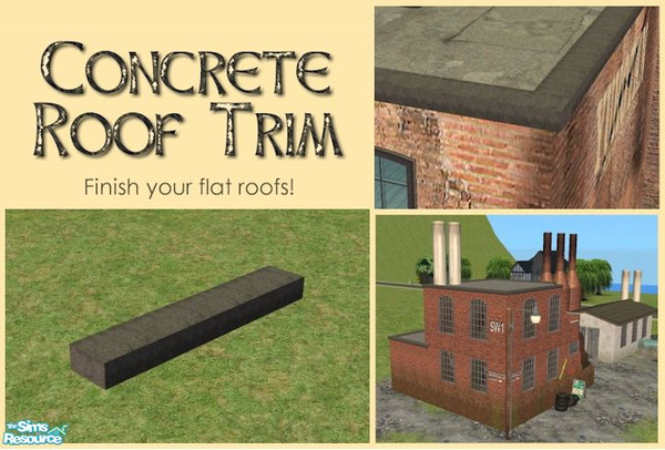 Sims 2 — Flat Roof Trim - Black Tarmac by Cyclonesue — Finish your flat roofs properly with this custom fence designed to