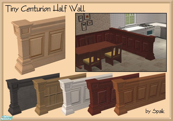 Sims 2 — Tiny Centurion Half Wall set by Spaik — Thinner version of Maxis \"Half Centurion Wall\" that came