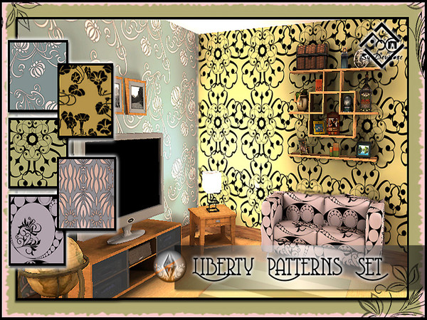 Sims 3 — Liberty Patterns Set by Devirose — Set of patterns inspired by the Art Nouveau with floral details and special