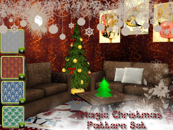 Sims 3 — Magic Christmas Themed Patterns by SugoiZiua2 — This set contains four themed patterns for Christmas