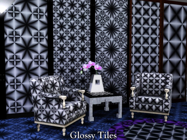 Sims 3 — Glossy Tiles by allison731 — Glossy Tiles set includes 6 tile/mosaic patterns with gloss effect. For this set I