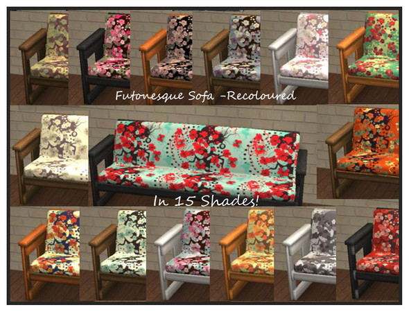 Sims 2 — Futonesque Recolours  by portiapudding — Fifteen recolours of the Futonesque Sofa from the Base Game. It\'s a
