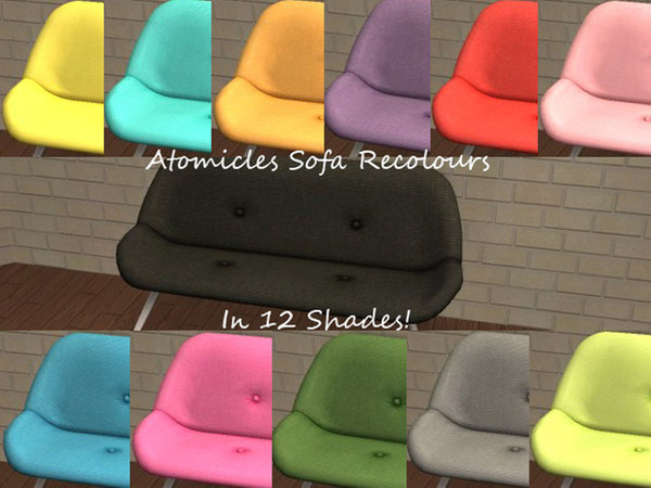 Sims 2 — Atomicles Sofa Recolours by portiapudding — Twelve recolours of the Atomicles Loveseat from the Pets EP. These