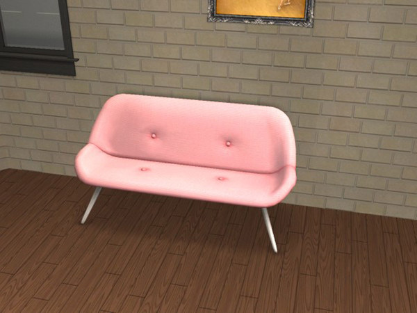 Sims 2 — Atomicles Salmon by portiapudding — Twelve recolours of the Atomicles Loveseat from the Pets EP. These are basic