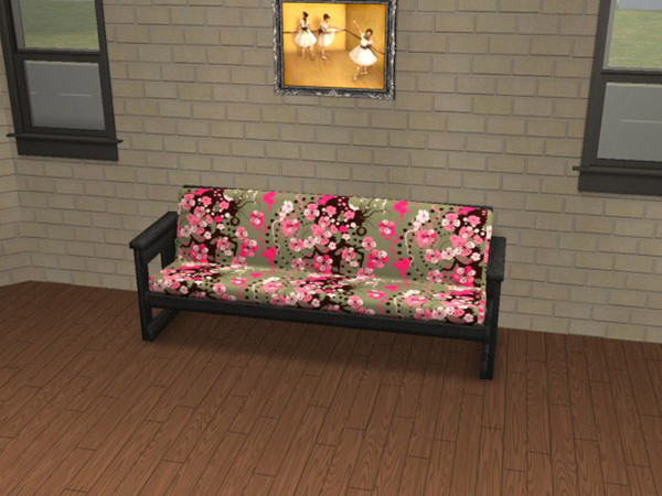 Sims 2 — Futonesque Pink Splash  by portiapudding — Fifteen recolours of the Futonesque Sofa from the Base Game. It\'s a