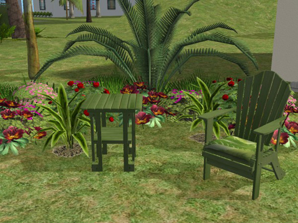 Sims 2 — Contempto End Table Green by portiapudding — Four recolours of the Contempto Adirondack End Table from the Base