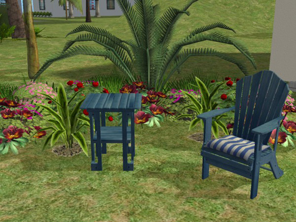 Sims 2 — Contempto End Table Blue by portiapudding — Four recolours of the Contempto Adirondack End Table from the Base