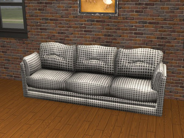 Sims 2 — Durable Value Black Check by portiapudding — Six check recolours of the Durable Value Sofa which came with the