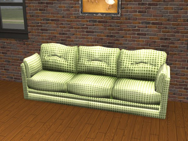 Sims 2 — Durable Value Green Check by portiapudding — Six check recolours of the Durable Value Sofa which came with the