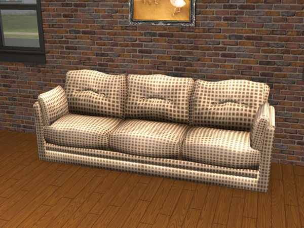 Sims 2 — Durable Value Brown Check by portiapudding — Six check recolours of the Durable Value Sofa which came with the