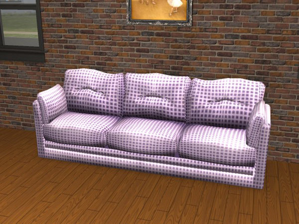 Sims 2 — Durable Value Purple Check by portiapudding — Six check recolours of the Durable Value Sofa which came with the