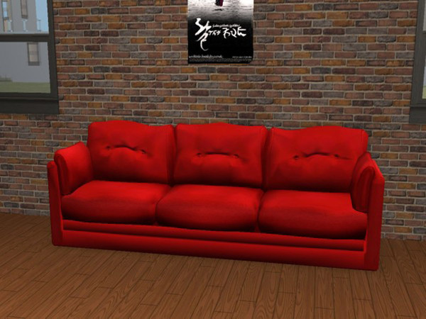 Sims 2 — Durable Value Plain Red by portiapudding — Seven recolours of the Durable Value Sofa which came with the Base