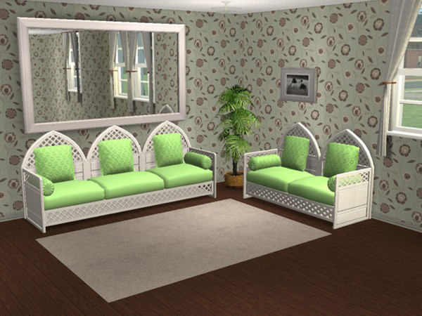 Sims 2 — Merokkan Green by portiapudding — This collection includes 11 fabric recolours and 2 wood recolours to give that