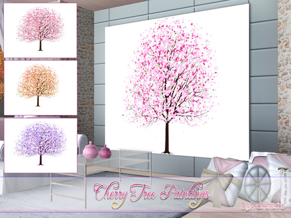 Sims 3 — Cherry Tree Paintings by TSR Archive — This set contains three sweet cherry tree paintings. We hope you like