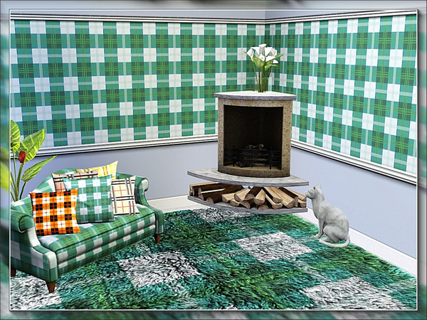 Sims 3 — marcorse_tablecloth check 3 pattern by marcorse — A check and overcheck design in greens and white for a stylish