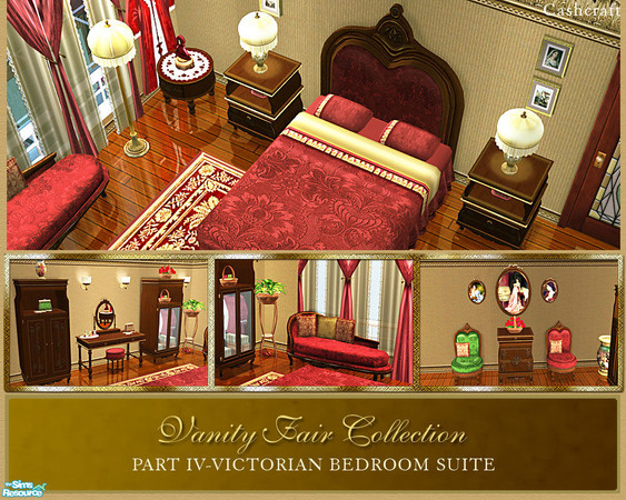 Sims 2 — Vanity Fair Bedroom by Cashcraft — Part IV of the Vanity Fair Collection is the master bedroom set. The bedroom