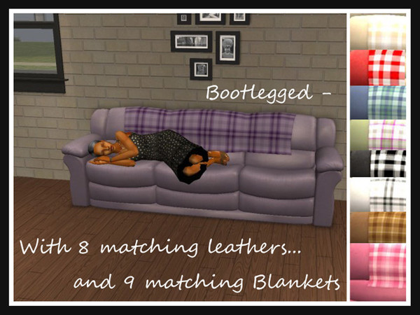 Sims 2 — Bootlegged Sofa by portiapudding — This is a set of matching recolours. The blanket and sofa are recoloured