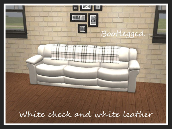 Sims 2 — Bootlegged White Check by portiapudding — This is a set of matching recolours. The blanket and sofa are