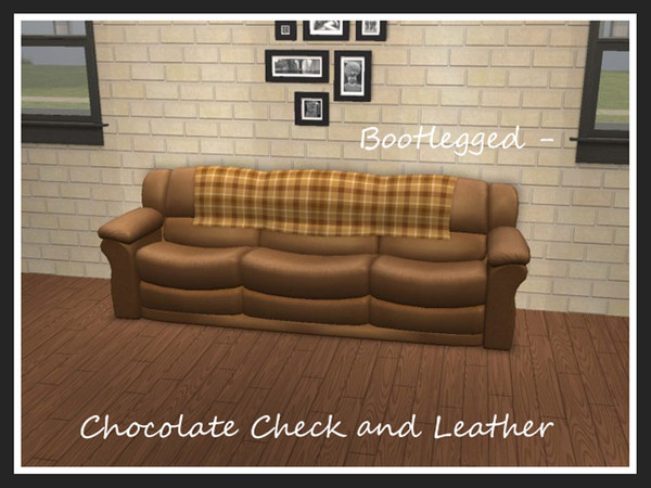 Sims 2 — Bootlegged Chocolate Check by portiapudding — This is a set of matching recolours. The blanket and sofa are