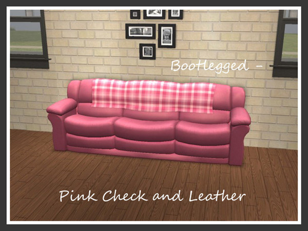 Sims 2 — Bootlegged Pink Check by portiapudding — This is a set of matching recolours. The blanket and sofa are