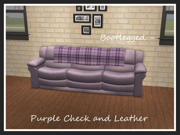 Sims 2 — Bootlegged Purple Leather by portiapudding — This is a set of matching recolours. The blanket and sofa are