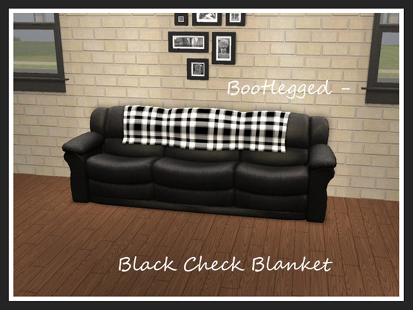 Sims 2 — Bootlegged Black Check by portiapudding — This is a set of matching recolours. The blanket and sofa are