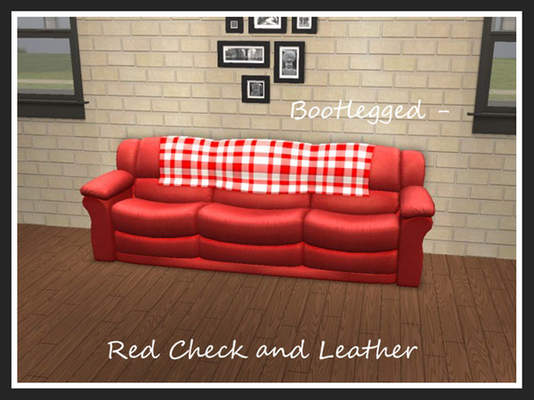 Sims 2 — Bootlegged Red Leather by portiapudding — This is a set of matching recolours. The blanket and sofa are