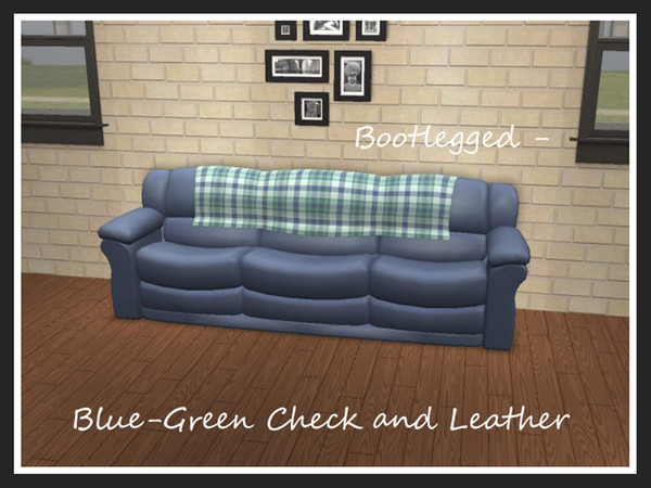 Sims 2 — Bootlegged Blue-Green Check by portiapudding — This is a set of matching recolours. The blanket and sofa are