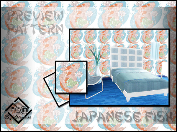 Sims 3 — Japanese Fish by Devirose — by Devirose-created using EA's 'Create a Pattern'.-(Do not worry if some preview of