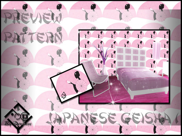 Sims 3 — Japanese Geisha1 by Devirose — by Devirose-created using EA's 'Create a Pattern'.-(Do not worry if some preview