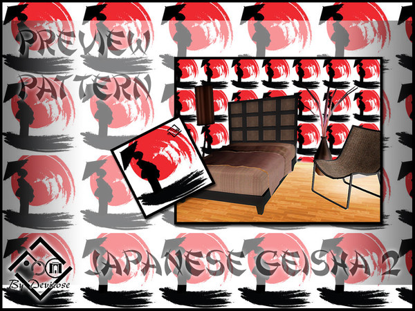 Sims 3 — Japanese Geisha2 by Devirose — by Devirose-created using EA's 'Create a Pattern'.-(Do not worry if some preview