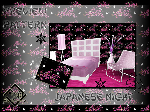 Sims 3 — Japanese Night by Devirose — by Devirose-created using EA's 'Create a Pattern'.-(Do not worry if some preview of