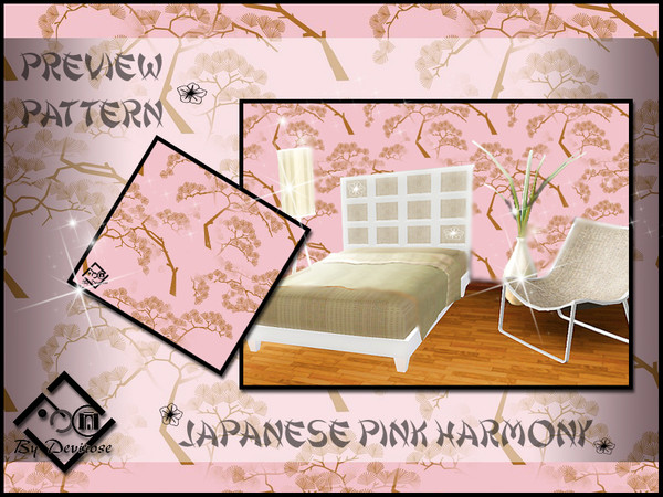 Sims 3 — Japanese Pink Harmony by Devirose — by Devirose-created using EA's 'Create a Pattern'.-(Do not worry if some