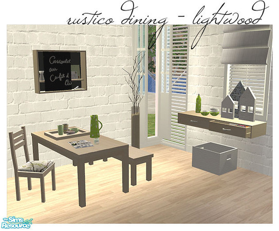 Sims 2 — rustico dining - in light wood SET by linasometimes — mirakes \"rustico dining\" set recolored in