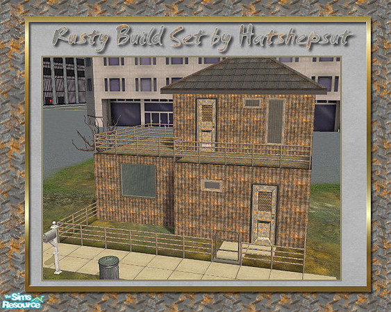 Sims 2 — Rusty Build Set by hatshepsut — Including wall, floor, door, windows, fence & gate.