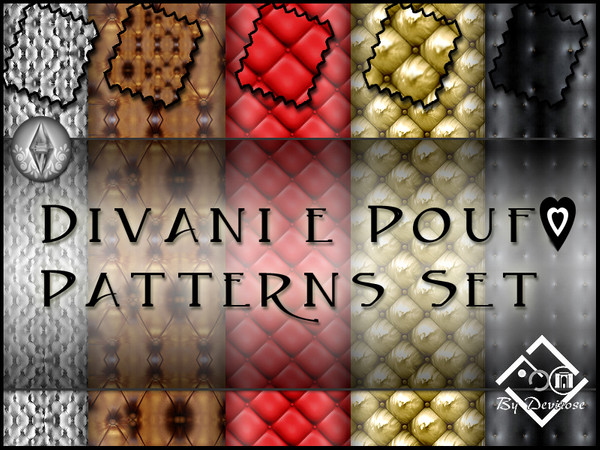 Sims 3 — Divani e Pouf Patterns Set by Devirose — Five textures suitable for sofas and leather surfaces,found in the