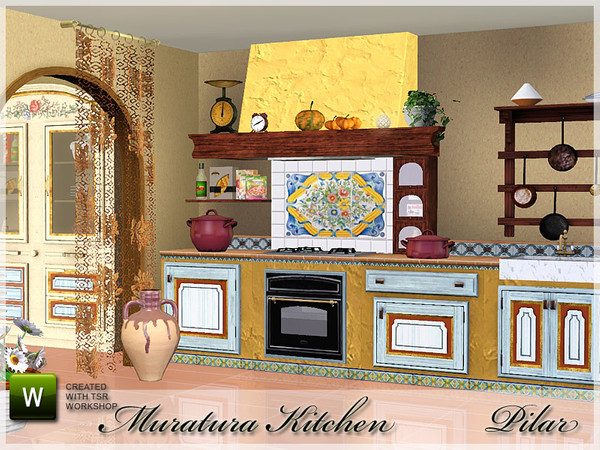 Sims 3 — Muratura Kitchen by Pilar — masonry kitchen, old style