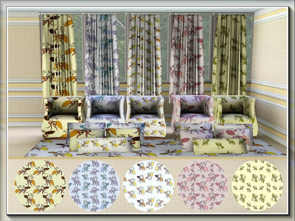 Sims 3 — marcorse_leafy bouquet pattern set by marcorse — Five Fabric patterns, each created using the same leaf and