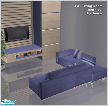 Sims 2 — AWS Living Room A - Mesh set by Sunair — AWS Living Room A - Mesh set (lightwood)
